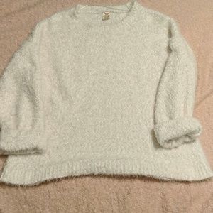 Fuzzy white eyelash sweater